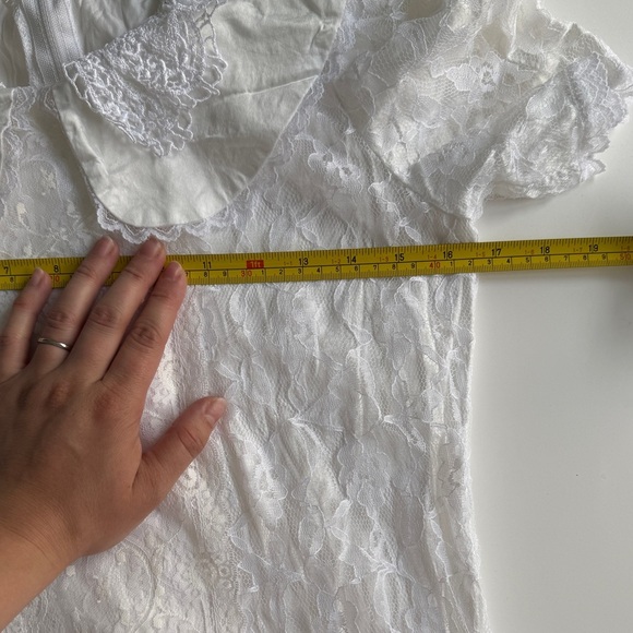 VTG Gunne Sax Jessica McClintock White Lace Cottagecore Prairie Dress 10 XSmall - Picture 5 of 11